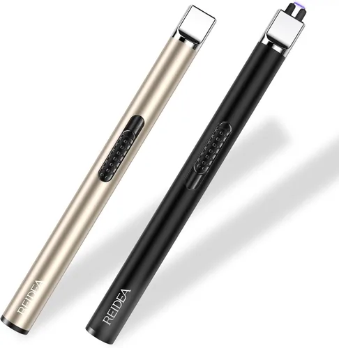 Vista 10 de REIDEA Encendedor de vela electrónico de arco resistente al viento, recargable por USB, sin llama, con botón de seguridad para el hogar, S4