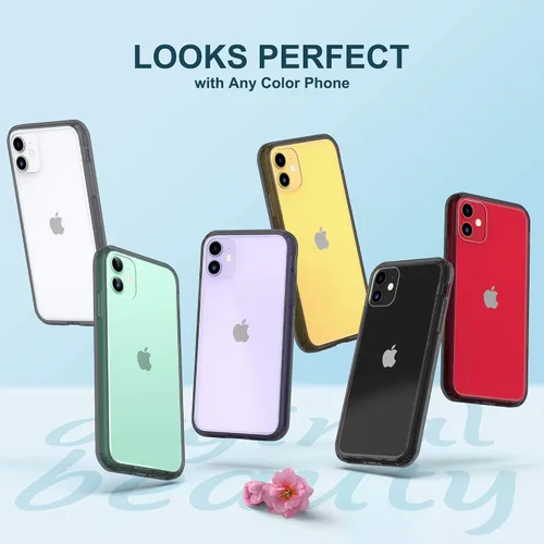 Vista 8 de ULAK - Funda compatible con iPhone 11 transparente con borde de color, funda protectora híbrida a prueba de golpes, cubierta de goma de TPU
