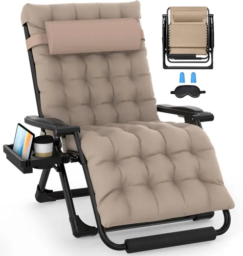 Vista 12 de Slendor Sillas de gravedad cero de gran tamaño XXL, silla reclinable Negro