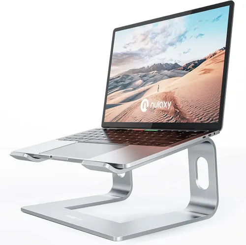 Vista 12 de Nulaxy Soporte completo de aluminio para laptop, soporte estable de hasta A-gris