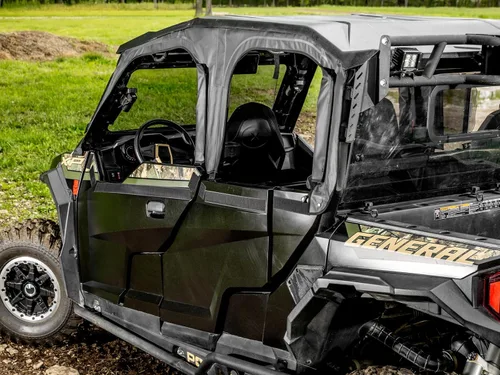 Vista 4 de SuperATV Primal Soft Cab - Puertas superiores para Polaris General 4 1000 2017+ Resistente a las abrasiones Los broches mantienen las ventanas