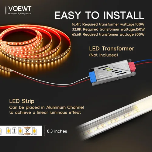 Vista 6 de Tira de luces LED de luz diurna blanca de 6000 K, 16.4 pies, 24 V, alto CRI 90Ra+, súper brillante, 600 luces LED de cinta flexible para dormitorio