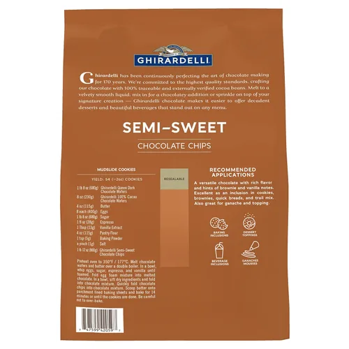 Vista 2 de Ghirardelli Chocolate Company - Chips semidulces 1000 por libra, bolsa de 5 libras (paquete de 1)