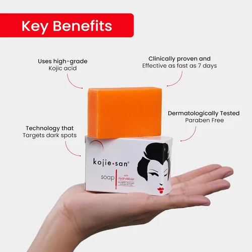 Vista 6 de Kojie San Jabón iluminador para la piel – Jabón original de ácido kójico que reduce las manchas oscuras, hiperpigmentación y cicatrices con aceite