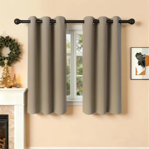 Vista 49 de Cortinas de oscurecimiento de habitación de 45 pulgadas de largo para dormitorio y sala de estar, cortinas térmicas aislantes con ojales
