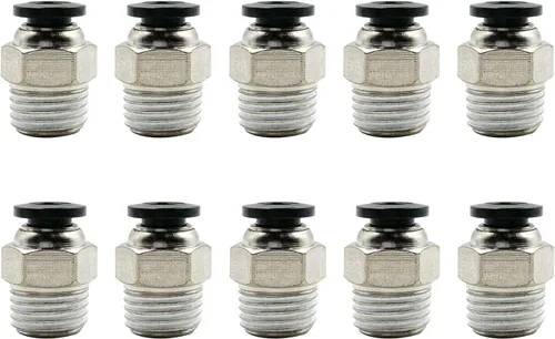 Vista 9 de 1/8 "PT rosca macho 0.157 in recto empuje neumático en conectores de montaje rápido para tubo PETF 10 unids