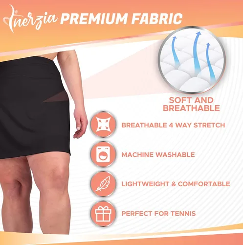 Vista 4 de Inerzia Paquete de 2 faldas pantalón de talla grande para mujer, falda pantalón activa de cintura alta, faldas de golf y tenis para mujer