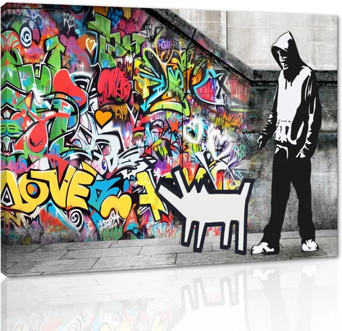 Vista 33 de Arte de pared de graffiti colorido póster impreso en lienzo creativo y moderno, pintura de graffiti de niña nunca te rindas, imágenes inspiradoras