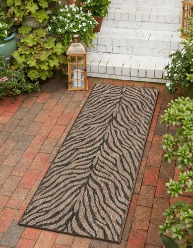 Vista 11 de Unique Loom Outdoor Safari Collection - Alfombra de área - Tsavo (2' x 3' 1", rectangular, azul/marfil)