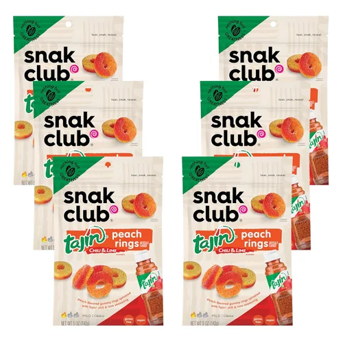 Vista 15 de Snak Club Tajin Anillos de Manzana, Bocadillos Gomosos Dulces y Sabrosos, Tamaño de Aperitivo de 2.5oz, 12