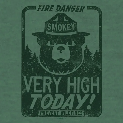Vista 2 de Tee Luv Men's Smokey Bear Shirt - Fire Danger Very High Today T-Shirt
