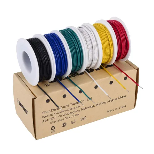 Vista 15 de TUOFENG Cable eléctrico de silicona de 22 AWG de 30 pies [15 pies negro y 15 pies rojo] 2 conductores de alambre paralelo cables de cobre estañado