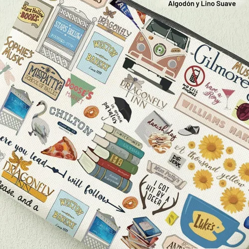 Vista 4 de Decohim Bolsa de maquillaje divertida inspirada en mercancía de programas de televisión, regalo para fanáticos de Lukes