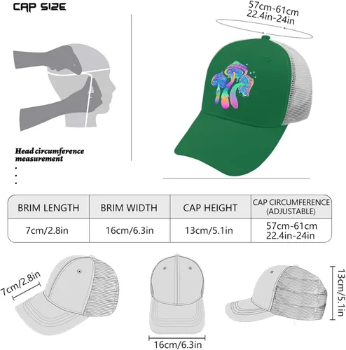 Vista 4 de devor Sombreros de papá con hongos mágicos para papá, gorra de béisbol gráfica para mujer
