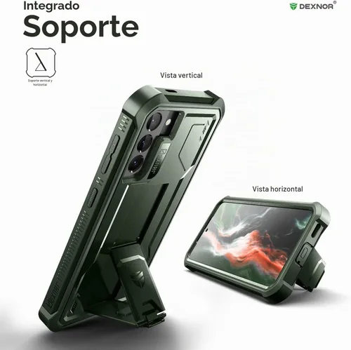 Vista 4 de Dexnor Funda para Samsung Galaxy S21+ Plus, [Protector de pantalla y soporte integrados] Protección de grado militar pesado a prueba de golpes