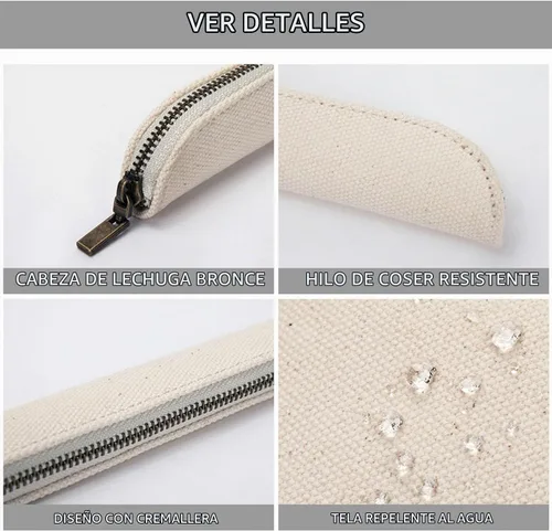 Vista 3 de Estuche de lona Cartucheras De Maquillaje Pure Color Simple Mini (Beige, S)