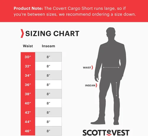 Vista 4 de SCOTTeVEST Covert Cargo - Pantalón corto de viaje para hombre, 10 bolsillos ocultos, repelente al agua para viajes y más