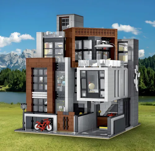 Vista 8 de General Jim's Villa Moderna de Cubismo Modular en Bloques de Construcción de Ciudad en Estilo MOC Compatible con Conjuntos Lego City y Otras
