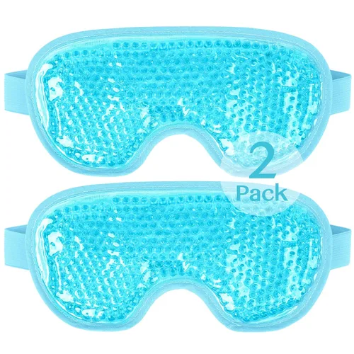 Vista 11 de NEWGO Mascarilla refrescante para ojos hinchados, máscara de ojos fríos para ojos para después de cirugía de ojos, alivio del estrés tensional, Azul