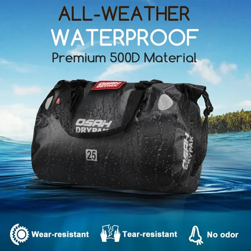 Vista 4 de OSAH DRYPAK Bolsa de lona impermeable – Bolsa seca para motocicleta con gran espacio de almacenamiento, bolsas de equipaje impermeables con bolsillo