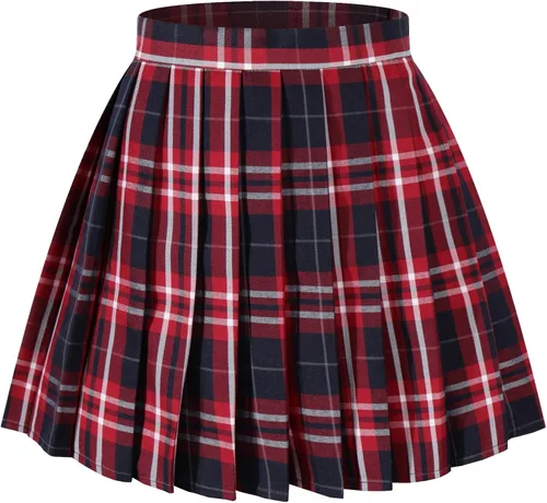 Vista 46 de Faldas plisadas a cuadros de cintura alta para mujeres y niñas, talla grande, uniforme escolar, mini disfraces de cosplay