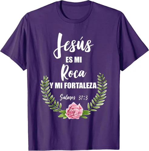 Vista 54 de Jesus ES Mi Roca - Camiseta con versículo bíblico cristiano español Salmos Asphalt Grey