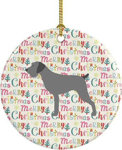 Vista 25 de Caroline's Treasures Affenpinscher - Adorno de cerámica con texto en inglés "Merry Christmas", multicolor para colgar en el árbol de Navidad