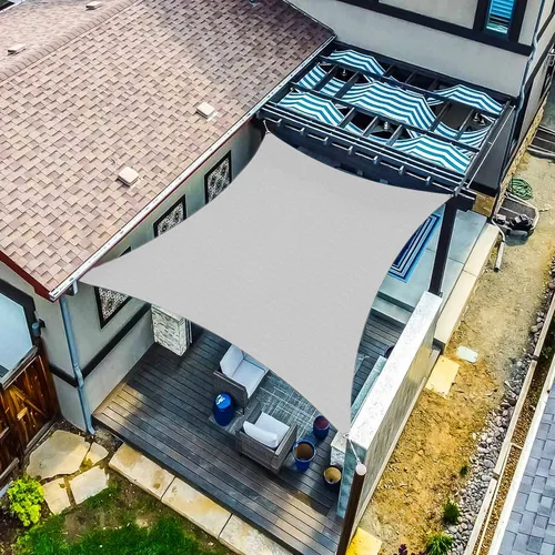 Vista 7 de Toldo tipo vela rectangular de 2 x 2 pies, con bloqueo UV para patio, terraza, pérgola, jardín, césped, actividades al aire libre (Gris)