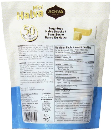 Vista 2 de Achva Halva - Mini bolsa de aperitivos sin azúcar, 5.3 onzas
