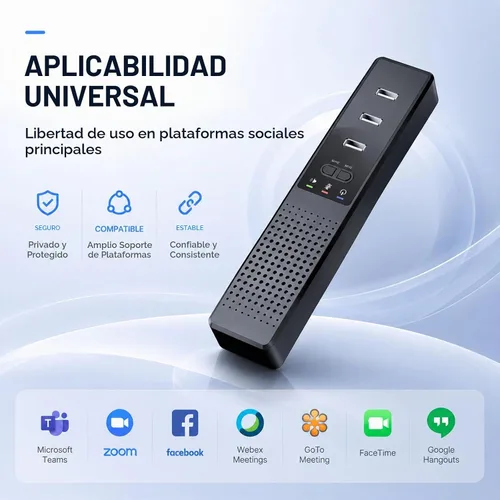 Vista 4 de Altavoz USB 3 en 1 para computadora con micrófono, altavoz de conferencia de escritorio para computadora portátil con micrófono para oficina en casa