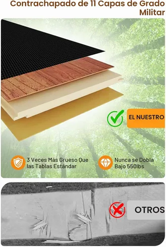 Vista 4 de Carretilla de mudanza resistente de 1100LB con forma de rectángulo - Paquete de 2 con ruedas silenciosas de 3" de TPR, plataforma de madera