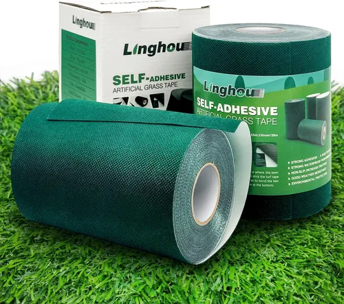 Vista 9 de Cinta de Costura de Césped Artificial de Doble Cara 6" x 16' Cinta de Costura Autoadhesiva para Pisos de Concreto y Madera, Patios, Alfombras