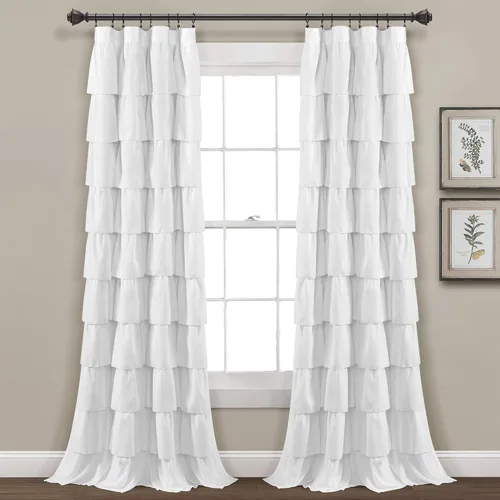 Vista 10 de Lush Decor Cortina de Ventana con Volantes Blush - Panel de Estilo Shabby Chic Rústico de Granja para Sala de Estar, Comedor, Dormitorio