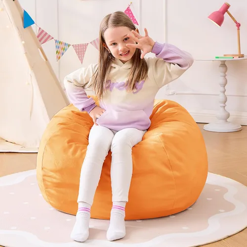 Vista 24 de Puf para niños – Silla redonda de espuma viscoelástica de 2.5 pies – Sofá puff para niños y adolescentes con funda de microfibra suave – Sofá