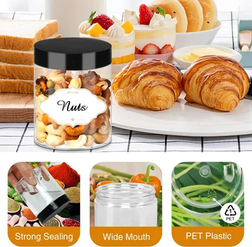 Vista 24 de PeacePeo Tarros de plástico con tapas, recipientes de slime de 4 onzas, 72 frascos de plástico transparente vacíos, recipientes de cosméticos