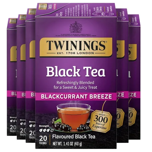 Vista 95 de Twinings Bolsas de té negro Blackcurrant Breeze envueltas individualmente, 20 unidades (paquete de 1), dulce, sabor picante, con cafeína, disfruta