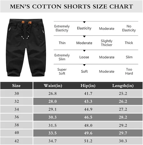 Vista 6 de Dr.Cyril Pantalones cortos de 34 para hombre, pantalones capri de algodón elástico por debajo de la rodilla, pantalones cortos de entrenamiento