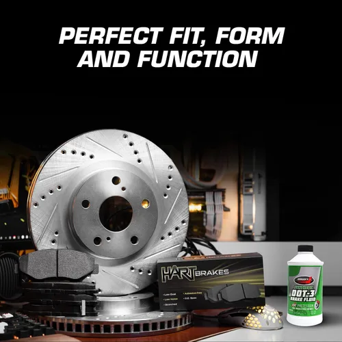 Vista 6 de Hart Brakes Kit de frenos y rotores traseros delanteros Pastillas de freno delanteras y traseras Rotores y pastillas de freno Pastillas