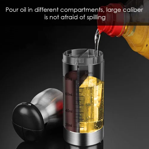 Vista 6 de Pulverizador de aceite para cocinar, boquilla de doble boquilla rociador de aceite de oliva y pulverizador de vinagre, rociador de doble propósito