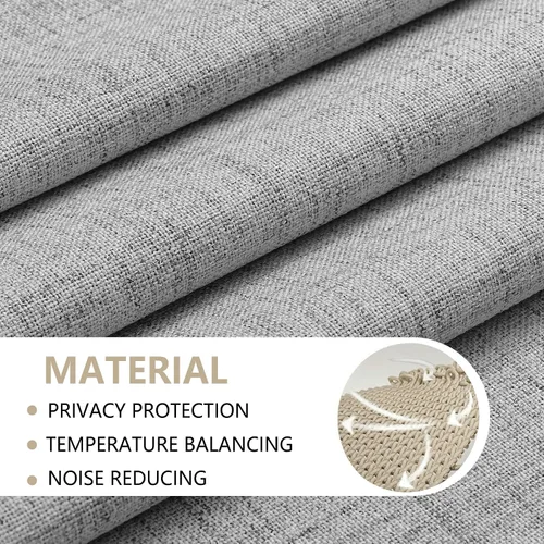 Vista 3 de Miss Seltex - Cortinas de lino 100% opacas para dormitorio, con aislamiento térmico, con textura de lino, con pestaña trasera, cortinas opacas