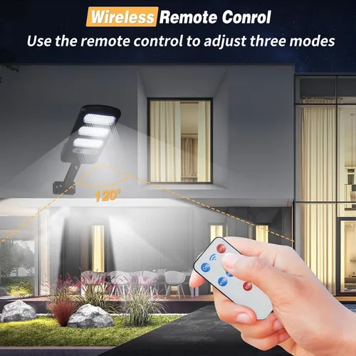 Vista 11 de SyouHome Paquete de 4 luces solares para exteriores, sensor de movimiento con control remoto, 3 modos, 2000 lm, 213 LED, luces solares
