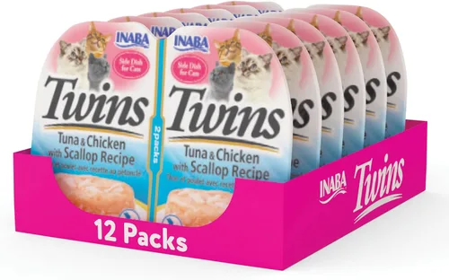 Vista 9 de INABA Gemelos para gatos, guarniciones/copas, 1.23 onzas por porción, 12 porciones, receta de pollo
