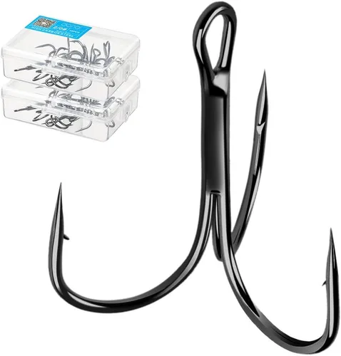 Vista 9 de DONQL Anzuelos de pesca Gancho de agudos de acero de alto carbono Ganchos agudos Super Sharp Solid Triple Barbed Fish Hook
