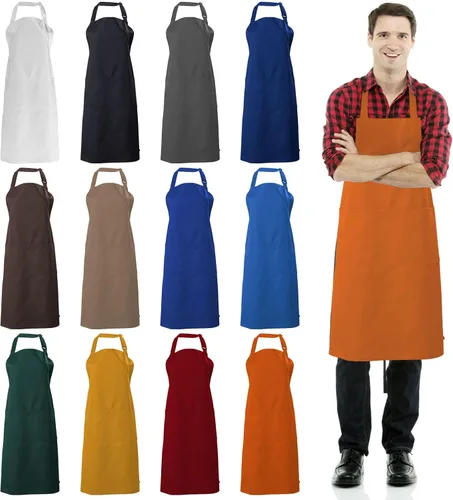 Vista 7 de Delantal ajustable con 2 bolsillos para hombres y mujeres, chef cocina cocina