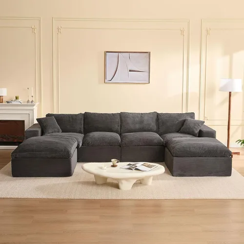 Vista 19 de Sofás seccionales de 106.3 pulgadas para sala de estar, sofá en nube, sofá modular seccional, sofá convertible, sofá de asiento profundo, juego
