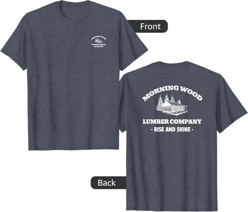 Vista 41 de Morning Wood Lumber Company - Camiseta con estampado de espalda delantera, Negro, S