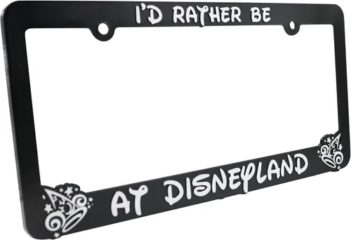 Vista 5 de Rather Be at Disneyland - Marco elevado 3D para matrícula 1 paquete de cubierta para placa de automóvil Soporte universal para placa
