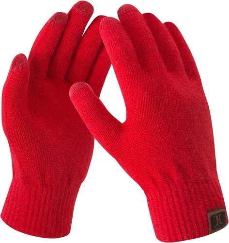 Vista 9 de Guantes de mujer de invierno con pantalla táctil de lana mágicos y cálidos de punto con forro de vellón para mujer Beige