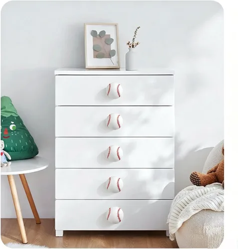 Vista 5 de Pomos de béisbol para aparador, [4 unidades] Perillas de cajón de decoración de béisbol, pomos deportivos de pelota para niños
