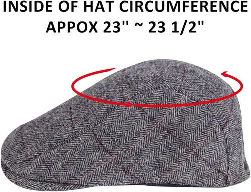 Vista 3 de Paquete de 2 sombreros de periódico para hombre, diseño clásico de espiga de tweed, mezcla de lana, gorra plana Ivy Cabbie